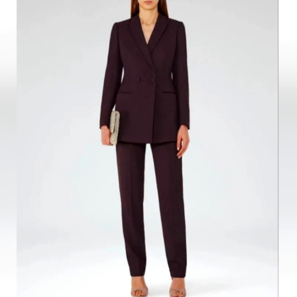 REISS size 4 berry wool trousers straight leg